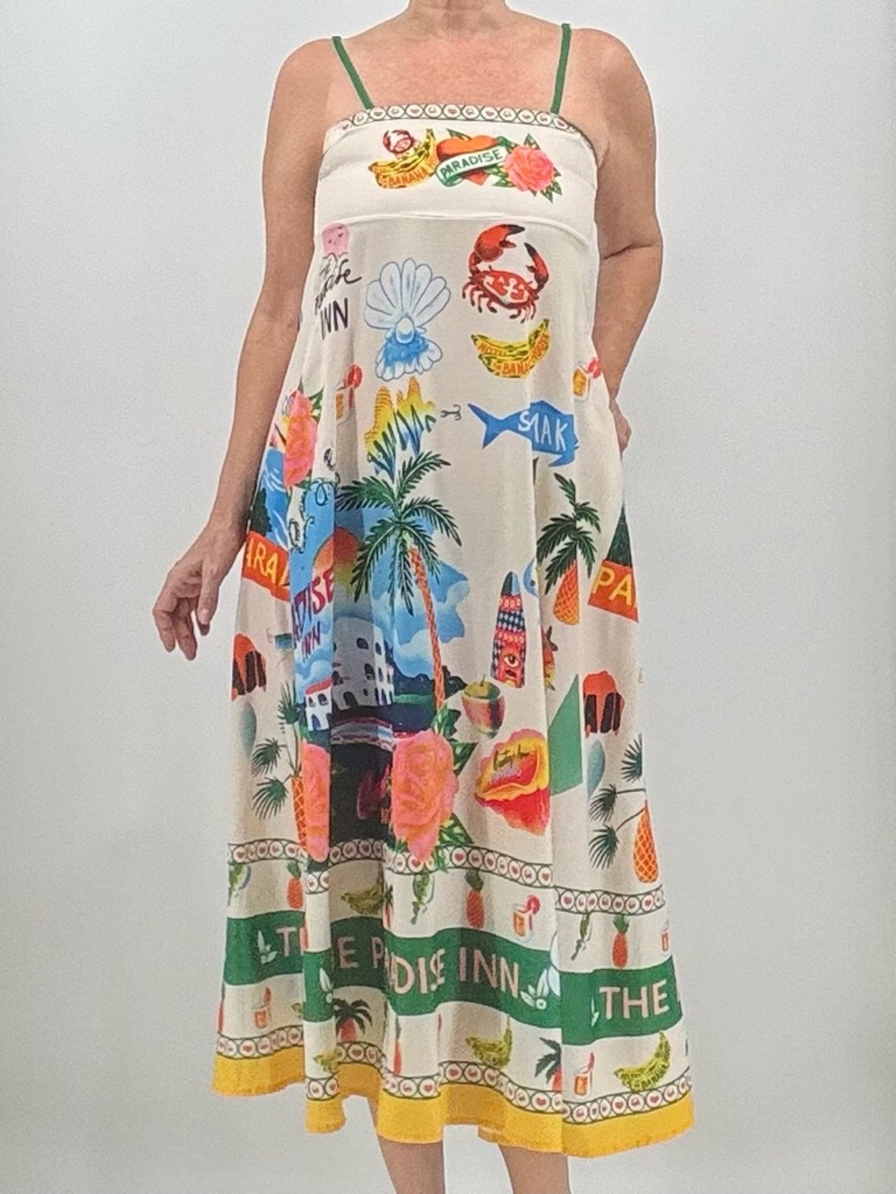 Vintage 70s Resortwear Vacation Cruise Linen Tropical Boho Sun Summer Midi Dress - Picture 4 of 14